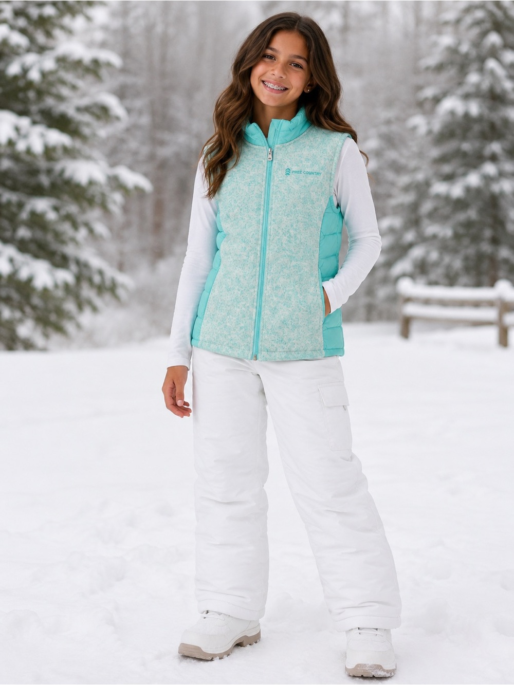 Free Country Kids Full Zip Insulated Puffer Winter Vest Blue Size 7/8